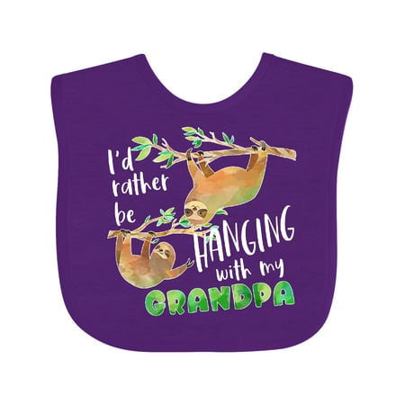 

Inktastic I d Rather Be Hanging with My Grandpa- Cute Sloths Gift Baby Boy or Baby Girl Bib
