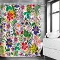 thumbnail image 3 of Floral Shower Curtain Colorful Shower Curtain Flower Boho Bright Unique Flowered Fabric Bohemian Shower Curtain for Bathroom with 12 Hooks, 72"x 72", 3 of 6