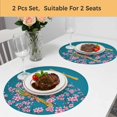 thumbnail image 5 of Spring Floral Round 13 Inch Placemats Set of 2, Watercolor Pink Cherry Blossom Branches Blue HeatResistant Non Slip Place Mats for Dining Table, Wipeable Braided Kitchen Table Mats for Housewarming, 5 of 9