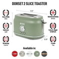thumbnail image 3 of Open Box Haden Dorset 2 Slice Wide Slot Stainless Steel Toaster, Cedar Green/Chrome, 3 of 9