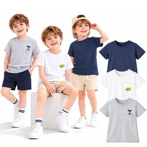 Hileelang Boys' 3-Pack Cotton Graphic T-Shirts