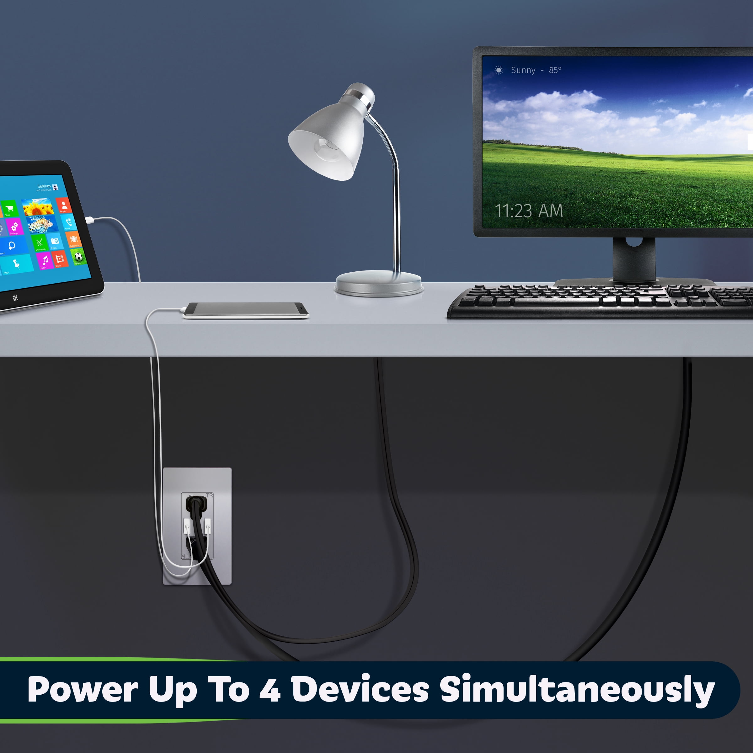 TOPGREENER USB Wall Outlet, High Speed Charger, Tamper-Resistant Receptacles, Compatible with iPhone, Samsung Galaxy, LG, HTC, UL Listed, Silver
