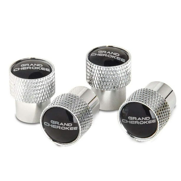 Jeep Grand Cherokee Logo Aluminum Valve Stem Caps Knurled