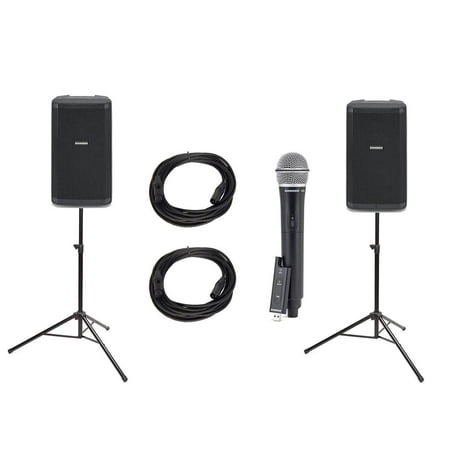 Samson RS100a Active Speaker with Wireless Microphone, Stands, and Cables