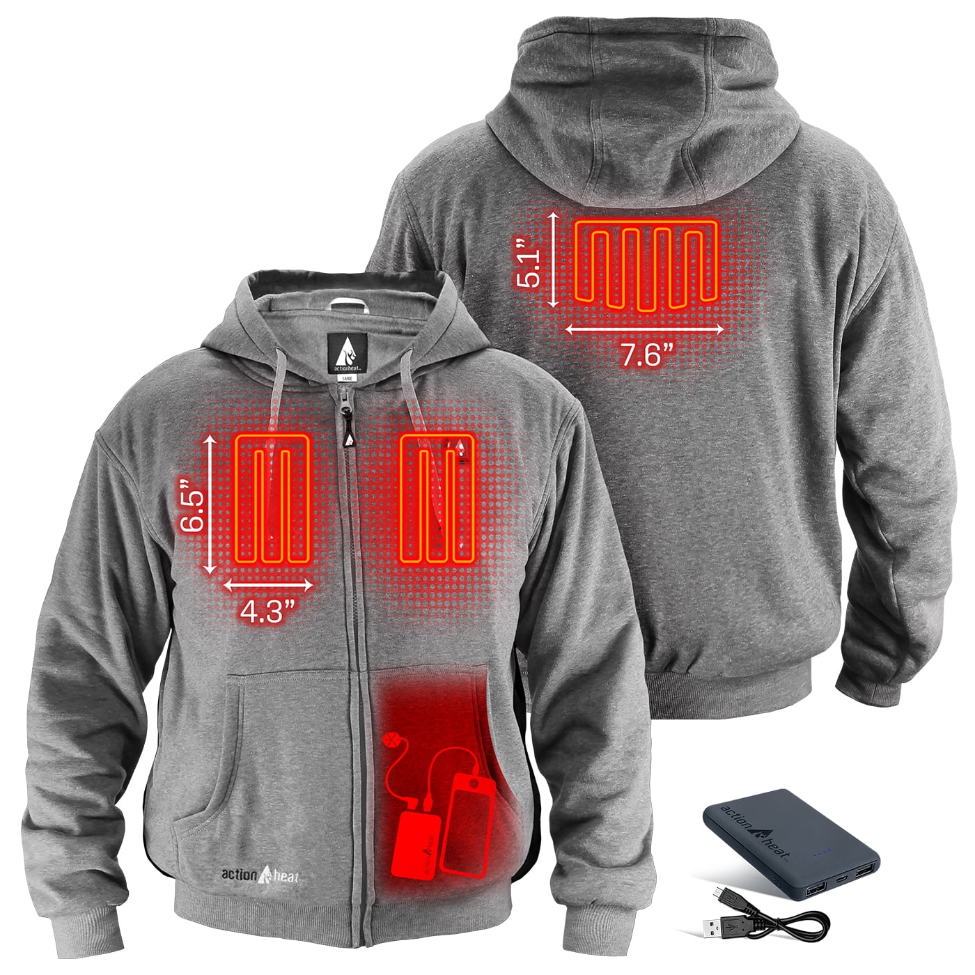 ActionHeat 5V Battery Heated Hoodie Sweatshirt - Walmart.com