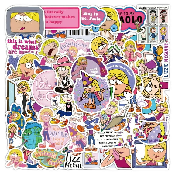 100Pcs Lizzie McGuire Stickers for Kids Gifts Water Bottle Cup Laptop Guitar Car Bike Skateboard Luggage Box Waterproof
