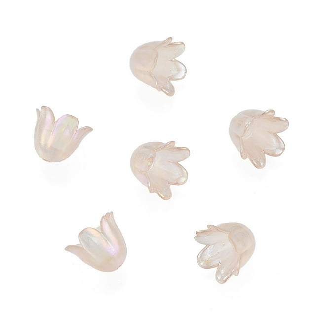 6-Petal Imitation Jelly Acrylic Bead Caps AB Color Plated Flower Wheat 11.5x10.5x8.5mm Hole: 1.4mm