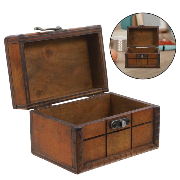 MERRYHAPY box with lock Trinket Box Wooden 1Pack