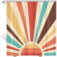 thumbnail image 4 of Abstract Sun Retro Sunrise Shower Curtain Set 71Wx71H Inches Colorful Minimalist Sunset Grunge Sunburst Polyester Waterproof Cloth Bathroom Curtain with 12 Plastic Hooks, 4 of 5