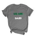 thumbnail image 4 of Nmnitkp Summer Tops for Women We Are Saudi Football Fan Graphic T-Shirt, Crew Neck Short Sleeve Casual Tee, Multiple Colors Available Gray,M, 4 of 5
