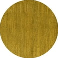 thumbnail image 1 of Ahgly Company Machine Washable Indoor Round Abstract Yellow Modern Area Rugs, 4' Round, 1 of 4