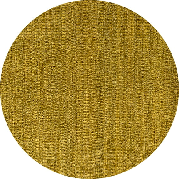 Ahgly Company Machine Washable Indoor Round Abstract Yellow Modern Area Rugs, 4' Round