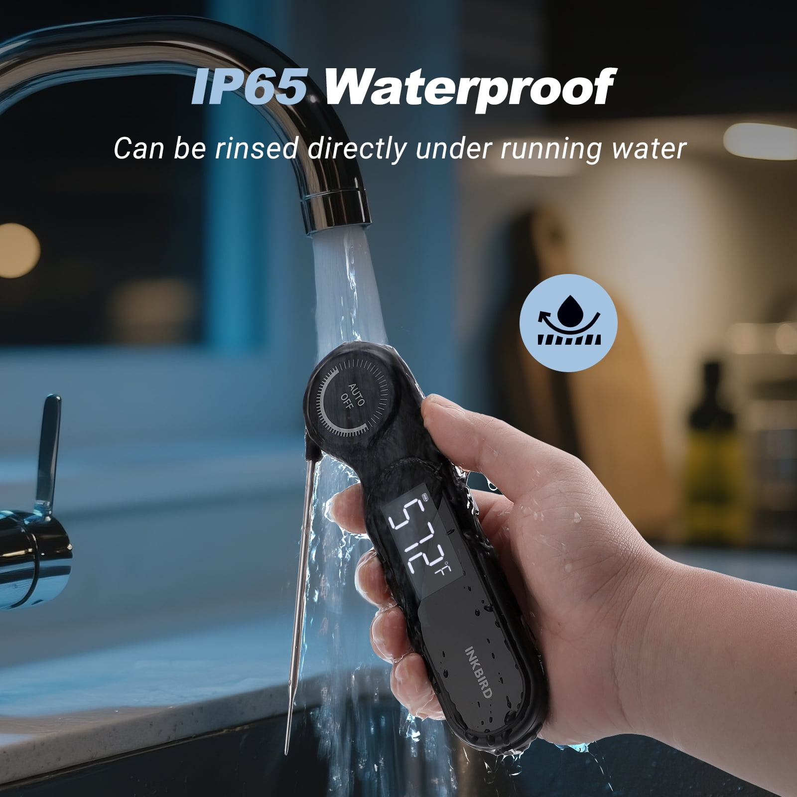 INKBIRD Instant Read Meat Thermometer, IP65 Waterproof, 0.5 Sec Fast Reading, Super Accurate Detection, Handy Food Thermometer for Indoor Outdoor Cooking, BBQ, Baking, Deep Frying, Home Brewin