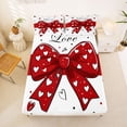 thumbnail image 5 of Manfei Red Coquette Bow Full Size Sheets For Girls,Romantic Loves Pattern Bed Sheets For Kids,4 Pieces, 5 of 6