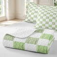 thumbnail image 4 of Manfei Modern Checkered Bed Spread Queen,Geometric Plaid Art Queen Coverlet Set,Green,3 Pieces,1 Quilt and 2 Pillowcases, 4 of 7