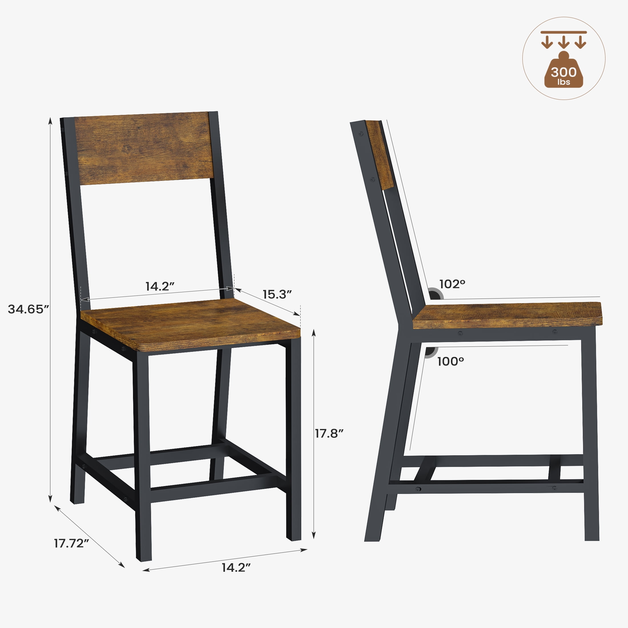 Gelloan 5-Piece Dining Table Set with 4 Chairs, Wooden Kitchen Table & Chairs Set for 4, Industrial Dinner Table with Metal Base, Perfect for Small Space, Easy Assembly,Rustic Brown