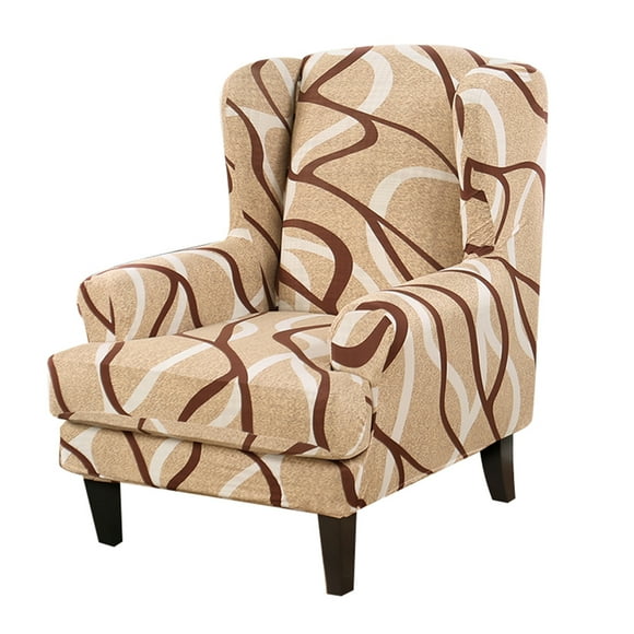 Sumhomie Stretch Printed 2-Piece Wing Armchair Slipcover,Camel