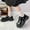 Black, variant on Lufly Patent Leather British Style Lace-up Small Leather Shoes Round Head Thick Bottom Heightening Casual Shoes Shoes Shoes With Skirt Pants