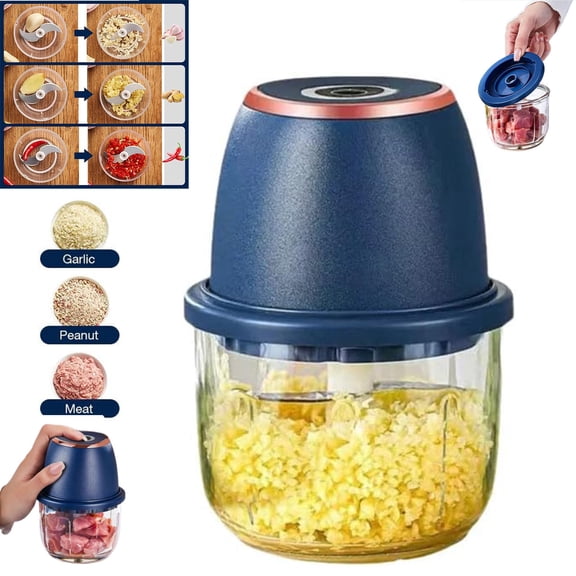 Electric Food Chopper – Robust Motor, Smart Design & Stainless Steel Blades, Mini Food Processor, Electric Meat Grinder & Vegetable Chopper, 4/6 Blades Food Processors for ,Onion,Vegetables,Fruits