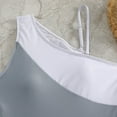 thumbnail image 5 of UTSJKR One Piece Bathing Suit for Women One Shoulder Tummy Control Swimsuit Colorblock Modest Full Coverage Push up Swimwear Gray M, 5 of 7