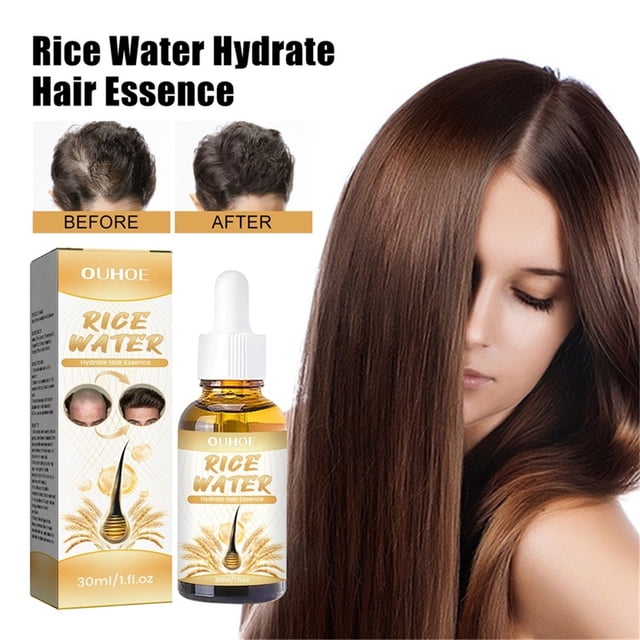 Sérum y aceite de agua de arroz - Acondicionador natural sin aclarado para un cabello más fuerte, grueso y largo - Hidratante y nutritivo para cabello seco y dañado. 30 ml de esencia.