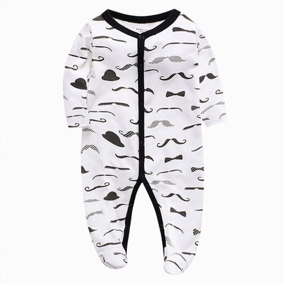 Xyant Unisex Baby Long Sleeve Cotton Romper Cartoon Print Pajamas Snap Soft Footed Jumpsuit for Infant Boys Girls 0-12 Months