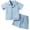 Blue, variant on 12M-5T Toddler Boys Summer Clothes Shorts Set Cotton Linen Button-up Shirts Tops + Shorts 2Pcs Outfits Set, Size 1-5 Years