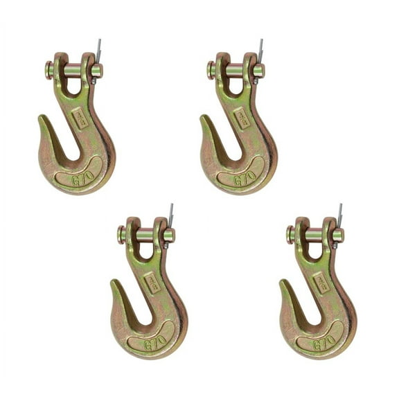 4 Pack 3/8 Clevis Grab Hooks Grade 70 for Wrecker Tow Chain - 6,600 WLL Forged Alloy Steel G70 Heavy Duty 3/8 Chain Hooks for Truck Trailer Tow Chain Transport