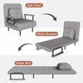 thumbnail image 4 of Folding Sofa Bed 3-in-1 Convertible Chair - 5-Position Adjustable Backrest with Pillow for Living Room, Bedroom & Office (Grey), 4 of 9