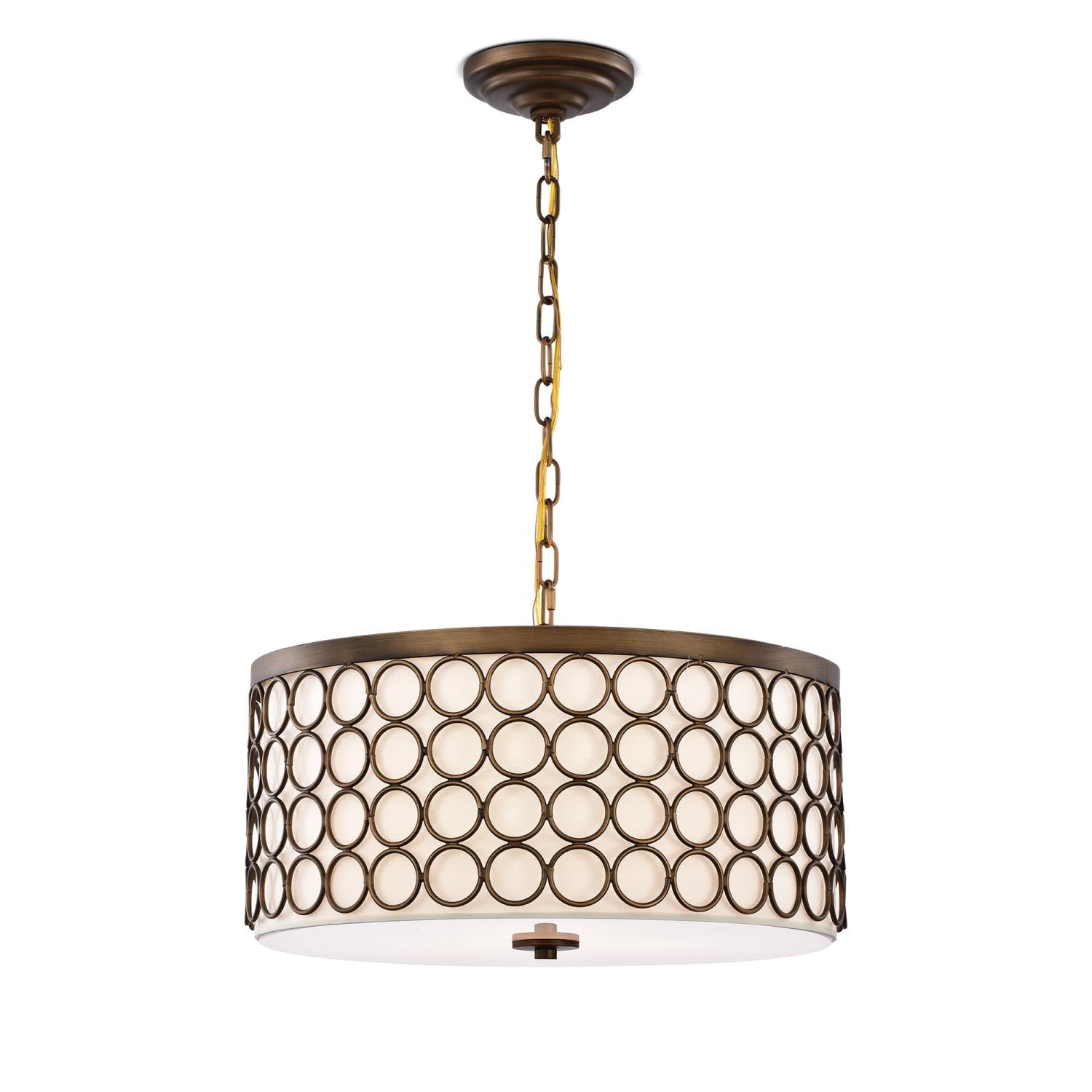 Warehouse of Tiffany Aimie Matte Black+Wood Grain 3-Light Metal & Glass Bowl Shade Semi-Flush Mount