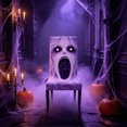 thumbnail image 5 of PYURTEP Halloween Chair Covers, Spooky Face Slipcovers, Double-Sided Printed Decorative Chair Covers for Indoor Outdoor Dining Halloween Decor, 5 of 6