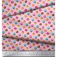thumbnail image 2 of Soimoi Pink Moss Georgette Fabric Donuts Food Printed Craft Fabric by the Yard 42 Inch Wide, 2 of 5