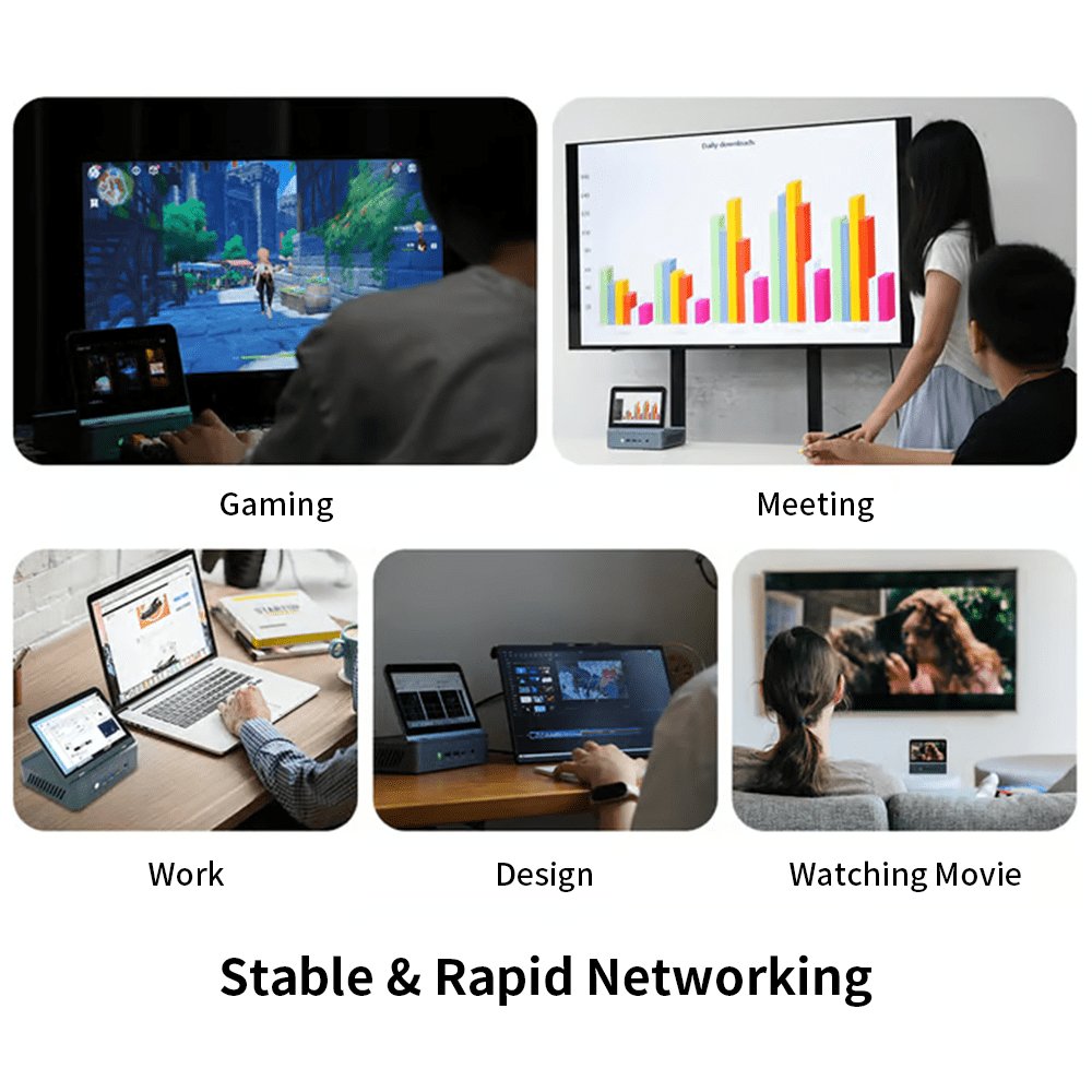 PTZZHEDM Mini PC AMD Ryzen 9 6900HX, 32GB DDR5,2048GB M.2 SSD,7" Auto-Rotating Touchscreen, 4K 144Hz Support, WiFi,Bluetooth