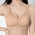 thumbnail image 2 of DDAPJ pyju Womens Seamless T-Shirt Bras Wireless Comfy Everyday Bra Scalloped V-Neck Lace Bralette Full Coverage Push Up Bras Khaki XL, 2 of 8