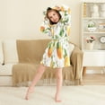 thumbnail image 3 of FORMRS Niños Bathrobe Unisex Hooded Robe Soft Plush Pajamas Sleepwear, Size 4-6T, Floral Watercolor Oranges, 3 of 7