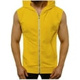 thumbnail image 2 of QATAINLAV Mens Casual Slim Fit Zip-up Sleeveless Hoodie Lightweight Workout Tank Tops Solid Color Gym Hooded Vest with Pockets, Yellow, S, 2 of 7