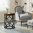 thumbnail image 4 of Tribesigns Round End Table, Industrial Small Side Table Nightstand for Living Room, Brown, 4 of 7