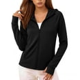 thumbnail image 2 of Women's Hooded Lightweight Full-Zip Sun Jacket - UPF 50+ Long Sleeve Athletic Hoodie, Outdoor Running & Hiking Windbreaker Black XXL, 2 of 6