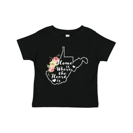 

Inktastic West Virginia Home is Where The Heart is with Watercolor Floral Girls Toddler T-Shirt