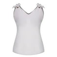 thumbnail image 4 of Womens Tank Tops $4.98 Plus Size Solid Sleeveless V-Neck Bow Casual Tank Vest White L, 4 of 6