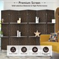 thumbnail image 6 of Giantex 6 Panels Room dividers, 6Ft Hand-Woven Fiber Freestanding Wall Divider, Portable Wooden Partition Separators, Brown, 6 of 6