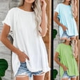 thumbnail image 6 of Summer Savings Clearance 2022! Tagold Womens Plus Size Sexy Casual Summer Tops Blouse,Fashion Women's Solid Plain Tassel Casual Top Tops Round Neck Short Sleeve Blouse White XL, 6 of 6