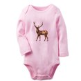 thumbnail image 2 of iDzn Little Baby Cute Rompers, Newborn Baby Unisex Bodysuits, Infant Animal Moose Graphic Jumpsuits, Toddler Kids Long Sleeve Oufits (Pink, 0-6 Months), 2 of 5
