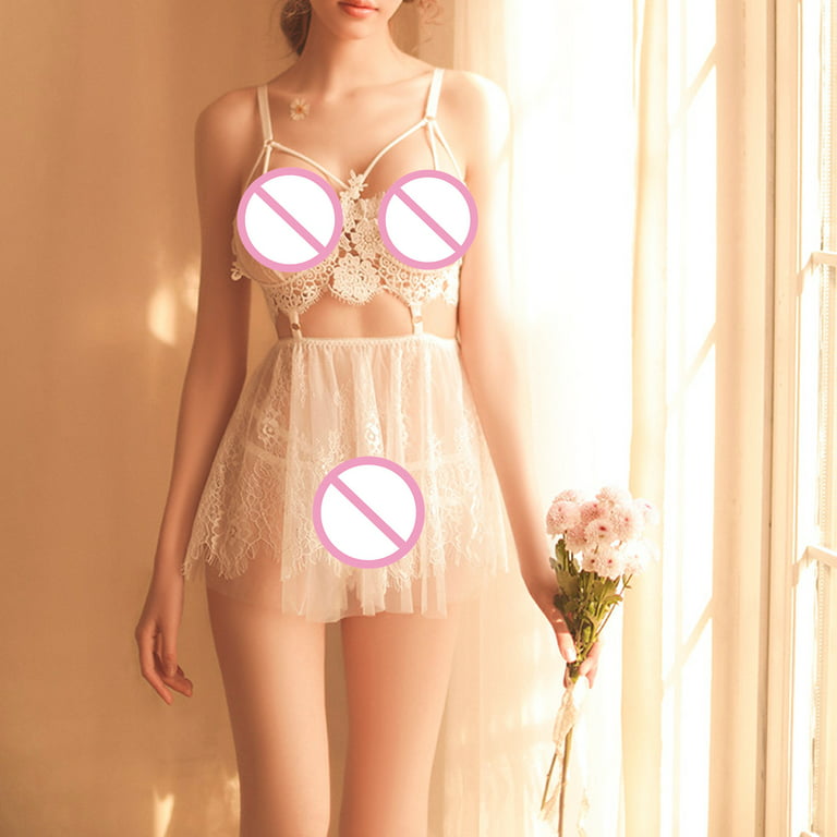 Women Sexy Babydoll Lingerie Lace Chemise Nightwear Teddy Dress Cute  Nightdress Underwear Nightgown Sleepwear 