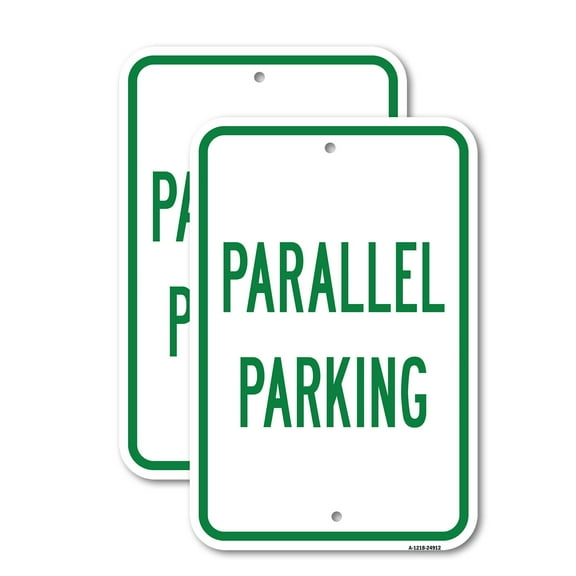 (2 Pack) Parallel Parking | 18" X 24" Heavy-Gauge Aluminum Sign | Rust Free Aluminum, Weather Resistant, Waterproof, Fade Resistant, 2 Pre-drilled Holes
