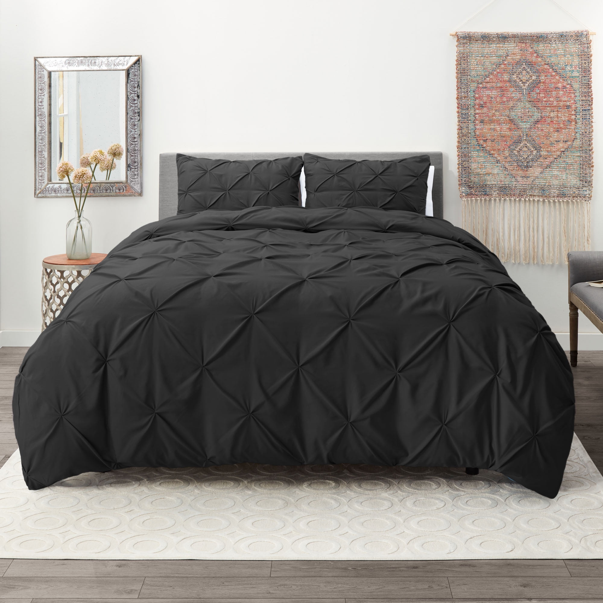 Nestl Down Alternative Comforter Set with Pillow Shams, Pinch Pleated