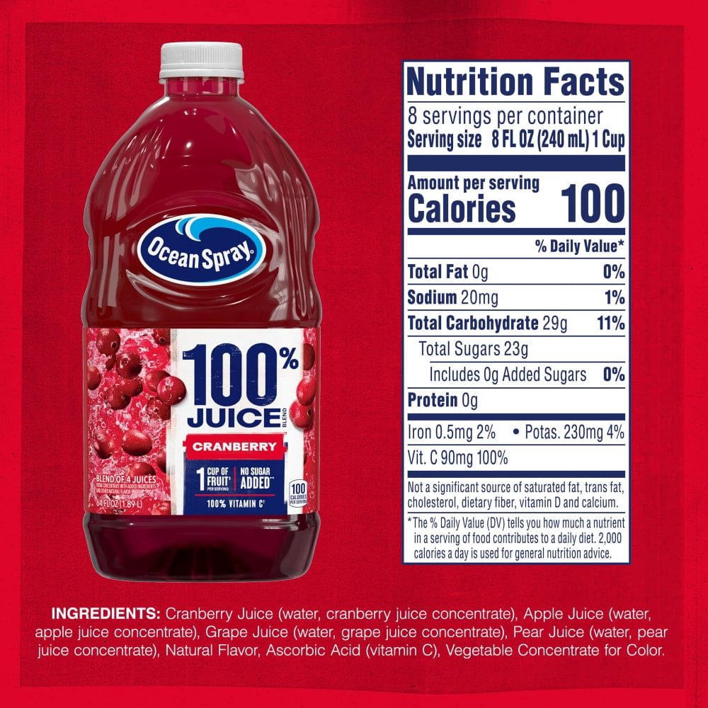 Ocean Spray Cranberry 100% Juice 64 fl oz - 2 count