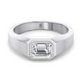 thumbnail image 2 of Zuma - Bezel Set Unisex East To West Emerald Cut Moissanite Lab - Diamond Engagement Ring, 2 of 5