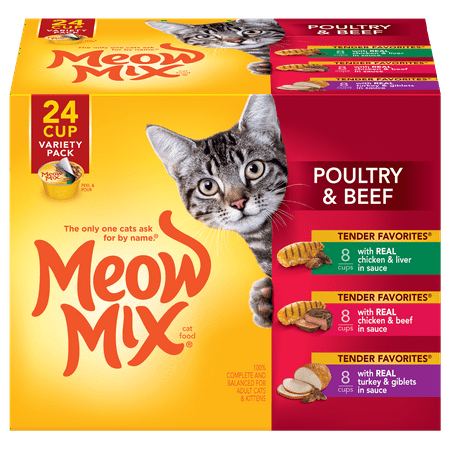 Tender Turkey - Meow Mix Tender Favorites Poultry & Beef Variety Pack Cat Food, 2.75-Ounce