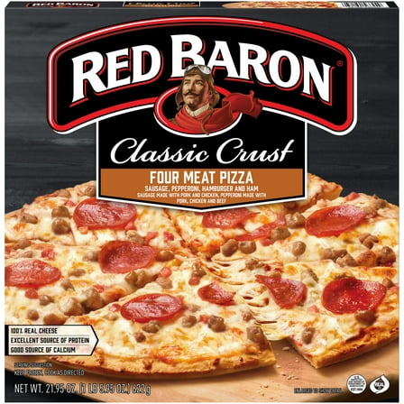 Red Baron Four Meat Classic Crust Frozen Pizza, 21.95 oz